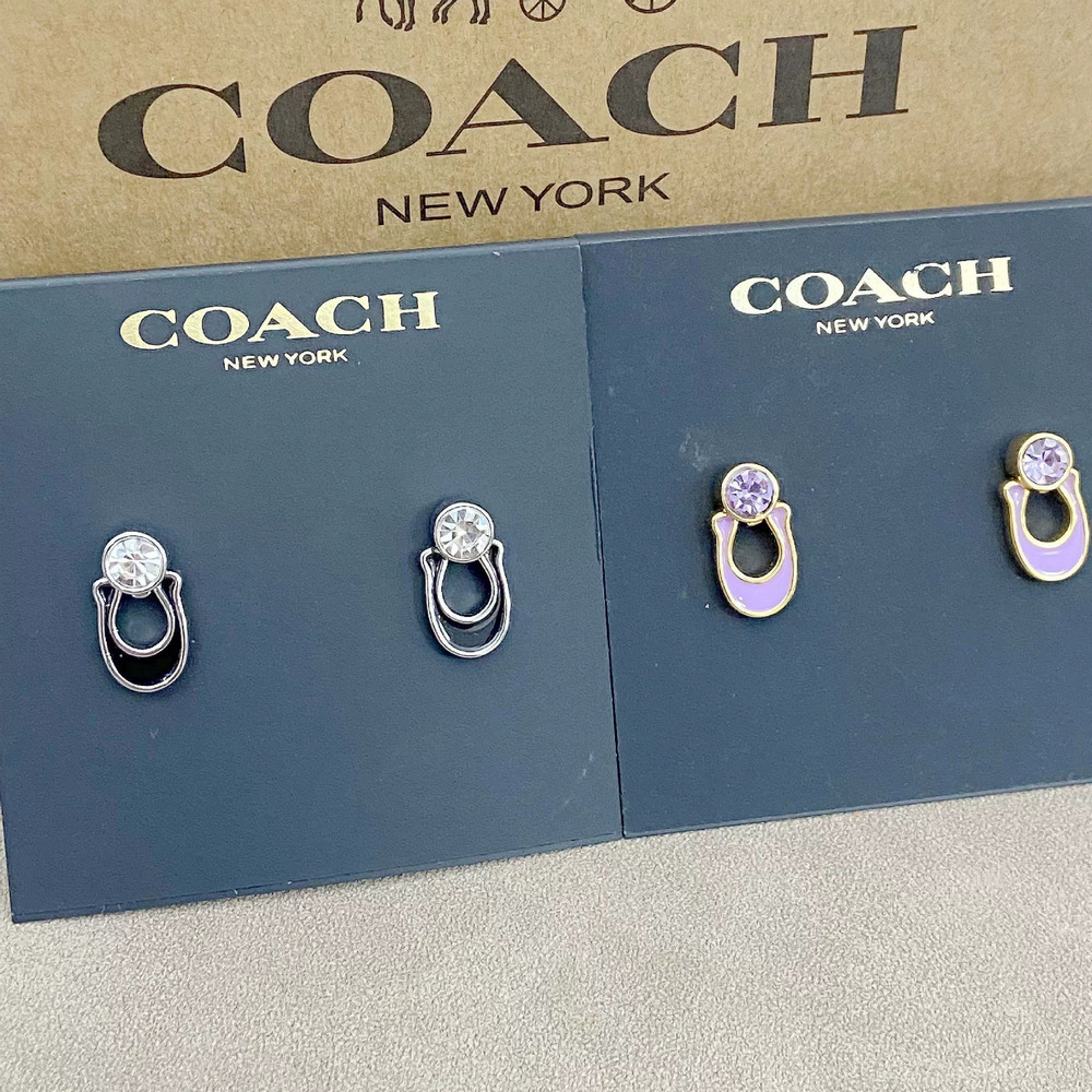 Coach Rhinestone Letter Stud Earrings